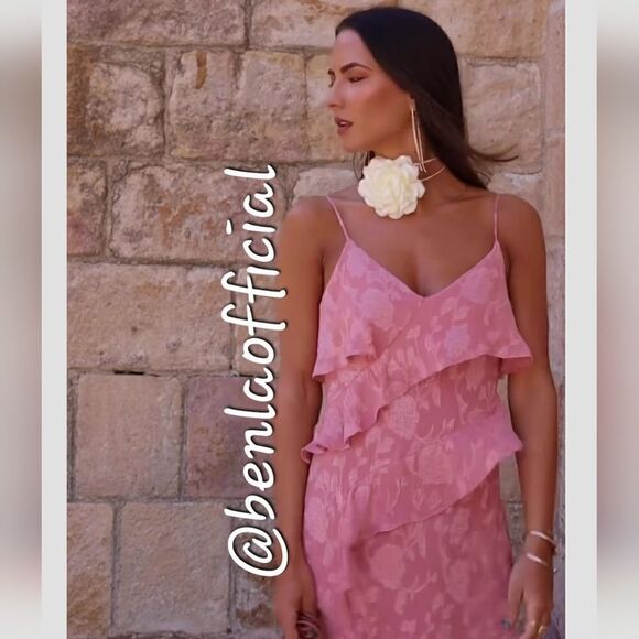 Nwt ZARA RUFFLED JACQUARD DRESS MARSALA Pink Dusty - Picture 7 of 17